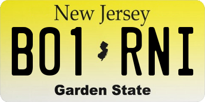 NJ license plate B01RNI