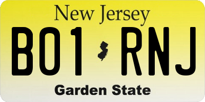 NJ license plate B01RNJ