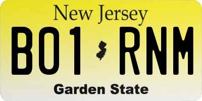 NJ license plate B01RNM
