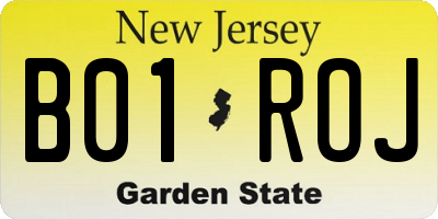 NJ license plate B01ROJ