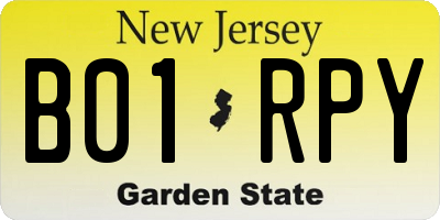 NJ license plate B01RPY