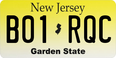 NJ license plate B01RQC