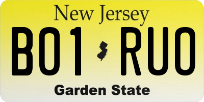 NJ license plate B01RUO