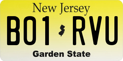 NJ license plate B01RVU