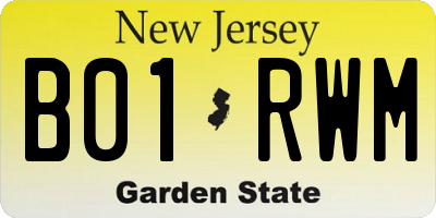 NJ license plate B01RWM