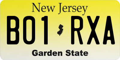 NJ license plate B01RXA