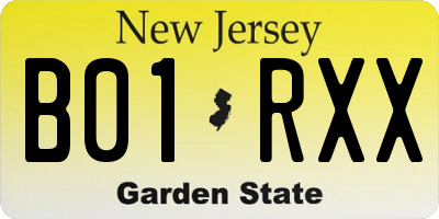 NJ license plate B01RXX