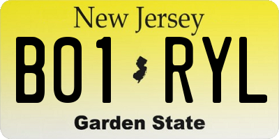 NJ license plate B01RYL