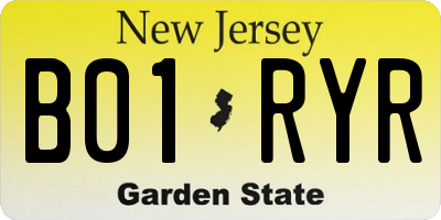 NJ license plate B01RYR