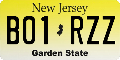 NJ license plate B01RZZ