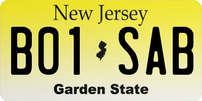 NJ license plate B01SAB