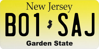 NJ license plate B01SAJ