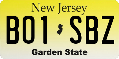 NJ license plate B01SBZ