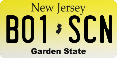 NJ license plate B01SCN