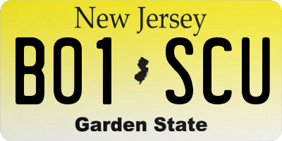 NJ license plate B01SCU