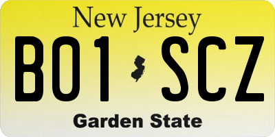 NJ license plate B01SCZ
