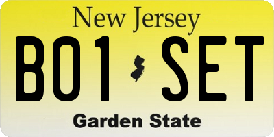 NJ license plate B01SET