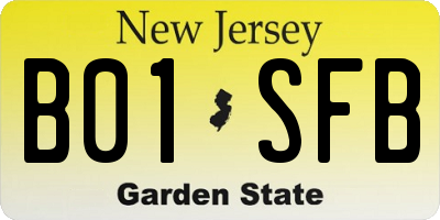 NJ license plate B01SFB