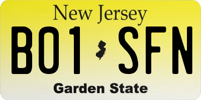 NJ license plate B01SFN