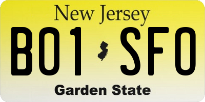 NJ license plate B01SFO