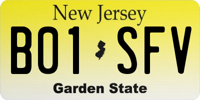 NJ license plate B01SFV