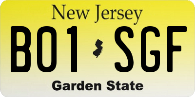 NJ license plate B01SGF