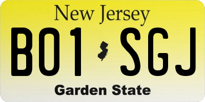 NJ license plate B01SGJ