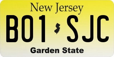 NJ license plate B01SJC
