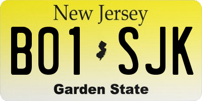 NJ license plate B01SJK
