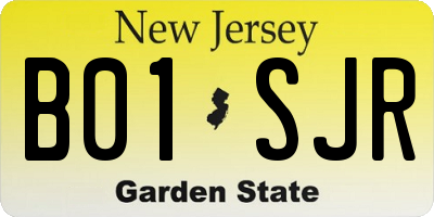 NJ license plate B01SJR