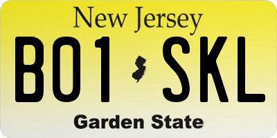 NJ license plate B01SKL