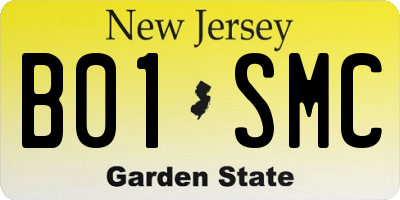 NJ license plate B01SMC