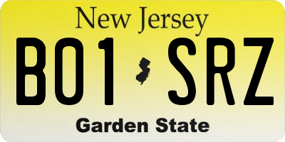 NJ license plate B01SRZ