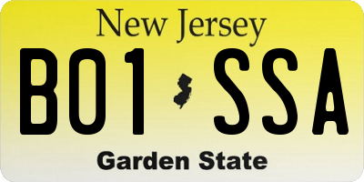 NJ license plate B01SSA
