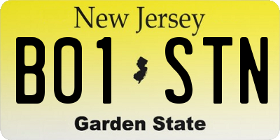 NJ license plate B01STN