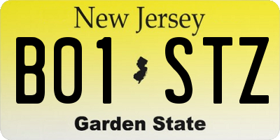 NJ license plate B01STZ