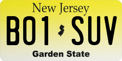 NJ license plate B01SUV