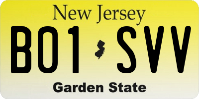 NJ license plate B01SVV