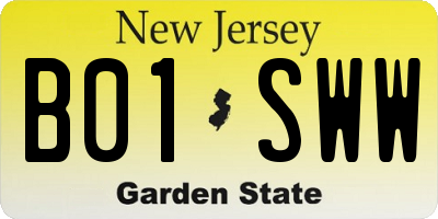 NJ license plate B01SWW