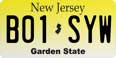 NJ license plate B01SYW