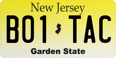 NJ license plate B01TAC