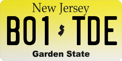 NJ license plate B01TDE