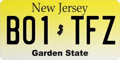 NJ license plate B01TFZ
