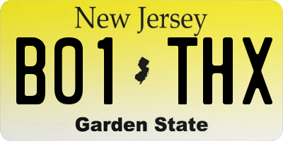 NJ license plate B01THX