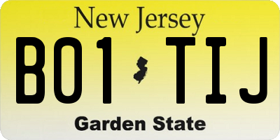 NJ license plate B01TIJ