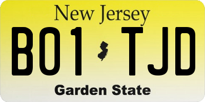 NJ license plate B01TJD