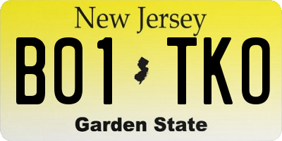 NJ license plate B01TKO