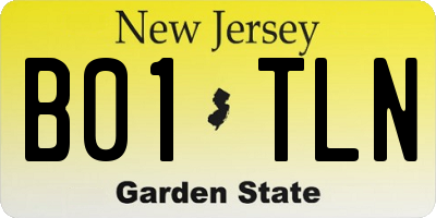 NJ license plate B01TLN
