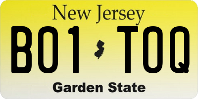 NJ license plate B01TOQ