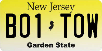 NJ license plate B01TOW